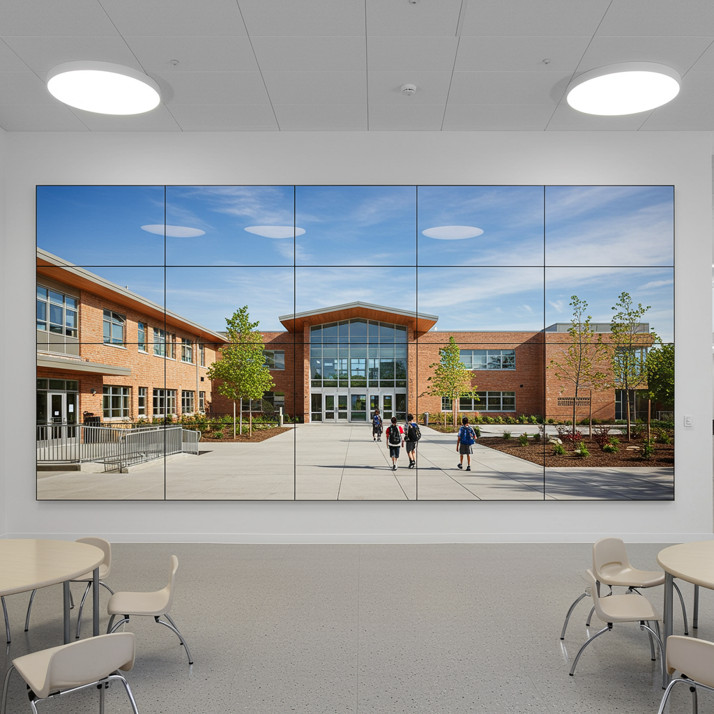 Mur d’images avec affichage ecole